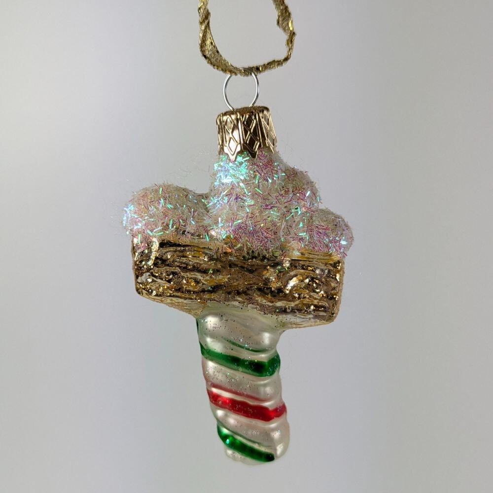 4 Mouth Blown Christmas Ornaments 2.5" Sleigh North Pole Cottage Santa Holiday - Picture 10 of 15